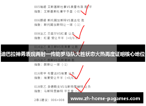 迪巴拉神勇表现两射一传助罗马队大胜状态火热再度证明核心地位